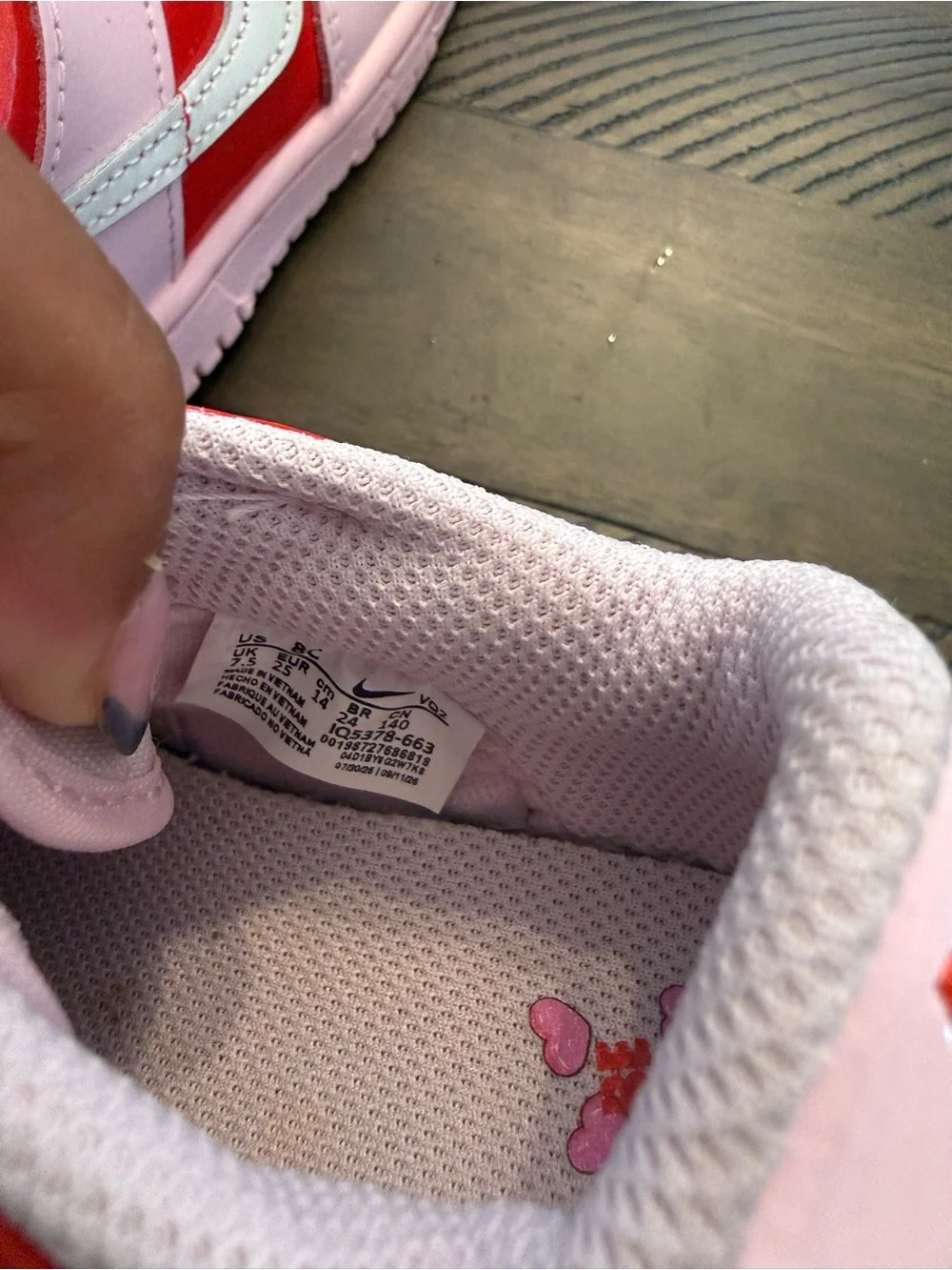 Nike Kids Pink and Red Nike Dunk Low